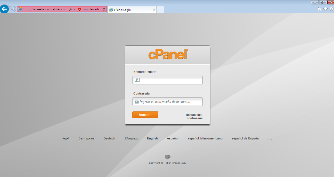 Acceso a cpanel en navegador explorer 2