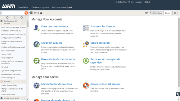 Cpanel con WHM en server virtualizado